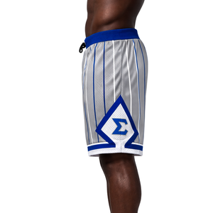 Pantalones Cortos de Baloncesto de Malla Gruesa con Rayas Grises Phi Beta Sigma para Hombre, Transpirables, Ajuste Atlético, Ropa Deportiva de Fraternidad Griega - Product Image 3