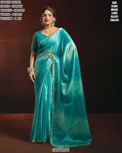 Elegant Pink <b>Satin</b> <b>Saree</b> With Beaded Work Floor Length Wedding Wear For Women SL000106 - Product Image 6