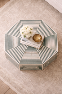 Luxury Geometric Bone Inlay Wood <b>Coffee</b> <b>Table</b> Modern Accent Design for Living Room Home Furniture - Product Image 2