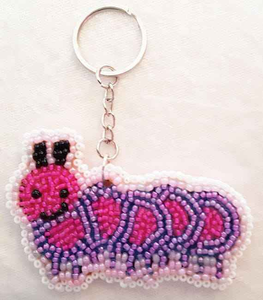 Porte-clés ethnique fait main avec perles et broderies multicolores, avec logo brodé et étiquettes en jet, par MULTI CRAFT - Product Image 1