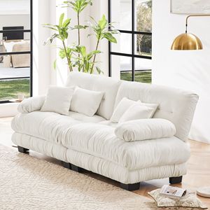 Divano Cloud a 2 Posti in Ciniglia per Soggiorno, Include 2 Cuscini Lombari e 2 Cuscini Decorativi - Product Image 3