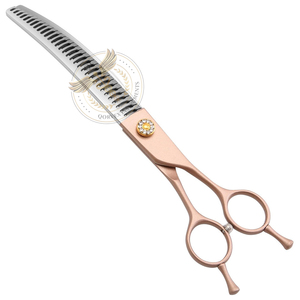 7'' <b>Dog</b> Straight <b>Scissors</b> Grooming Stainless Steel Rose Gold Professional Pet Trimming Right-Handed Sharp Blades Cutting - Product Image 2