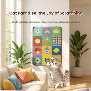Planche à gratter pour chat en sisal colorée de taille moyenne 16,14x11,81x0,2 pouces, tapis à gratter adhésif pour chat, motif de dessin animé, durable et sûr - Product Image 4