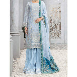 Costumes pakistanais Gharara Sharara 3 pièces pour créateurs de mode, disponibles en gros, prêts à porter - Product Image 3