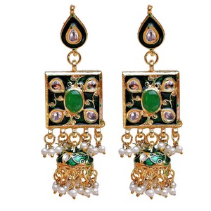 Collier choker indien classique pour femme, pour mariage, fiançailles, anniversaire, fête, vert, cristal traditionnel, Kundan, fausse perle, alliage d'or, cadeau - Product Image 2