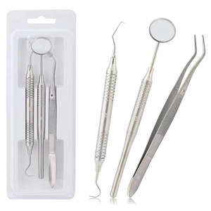 Juego de 3 Instrumentos Dentales Básicos de Acero Dorado para Examen Dental |   Pinza dental de algodón Mirror Explorer College con mango hueco, certificada CE ISO - Product Image 5