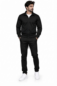 Ensemble de survêtement pour homme avec veste à col montant et fermeture éclair intégrale, et pantalon de jogging à cordon de serrage, tenue de sport décontractée - Product Image 5