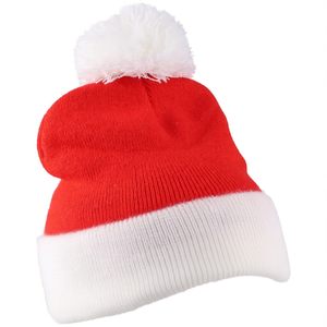 Chapeau de Noël classique du Père Noël, rouge et blanc, en peluche, avec bordure en fourrure douce et pompon moelleux, confortable et festif - Product Image 6
