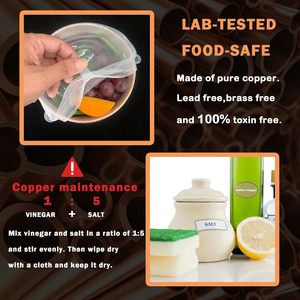 Tazón Tradicional de Cobre Puro de Doble Capa, Utensilios de Cocina de Cobre Grueso Hechos a Mano, Tazón para Servir Cereales y Arroz - Product Image 5