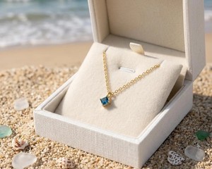 Platinum Freshwater Pearl & Blue Quartz Pendant Necklace Square Cut Gemstone Luxury Wedding <b>Gift</b> for Women - Product Image 5