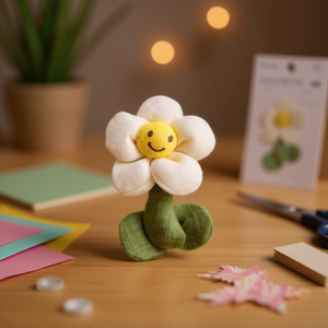 Fiore Decorativo Ilan 6x9.5cm a Stelo Singolo con Faccina Sorridente per Decorazioni Artigianali - Product Image 2