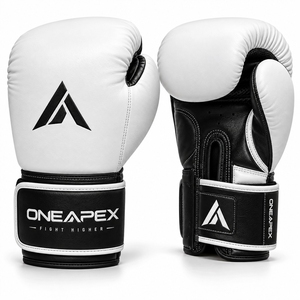 <b>Boxing</b> <b>Gloves</b> <b>White</b> and Black Professional Training Fight <b>Gloves</b> Padded <b>Boxing</b> Custom Logo OEM Wholesale Sports <b>Glove</b> - Product Image 1