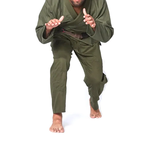Kimono de Jiu-Jitsu Brésilien Vert Olive pour Enfants, Uniforme d'Arts Martiaux avec Pantalon Ripstop à Taille Élastique - Product Image 5