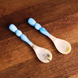 Ensemble de service à salade de couleur bleue Luxu8ry, écologique, passe au lave-vaisselle, ustensiles à salade pour la maison et la cuisine, fabriqué en Inde - Product Image 3