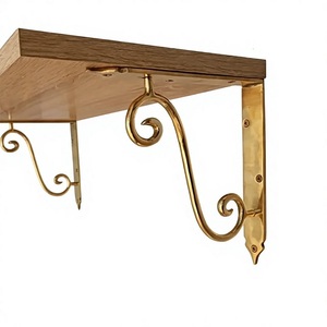 Support d'étagère en laiton tendance, design métallique robuste, finition dorée durable pour la décoration intérieure, connecteurs et supports d'étagère - Product Image 1