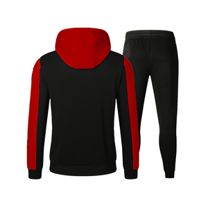 Chándal con Capucha para Hombre, Color Rojo y Negro, con Bloques de Color, Cierre Completo, Transpirable, Ecológico, Reversible, de Forro Polar de Poliéster/Algodón, Informal - Product Image 2