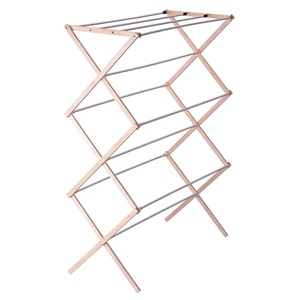 Tendedero de ropa plegable vertical de madera de diseño contemporáneo, portátil para interiores, con opción de personalización. - Product Image 1