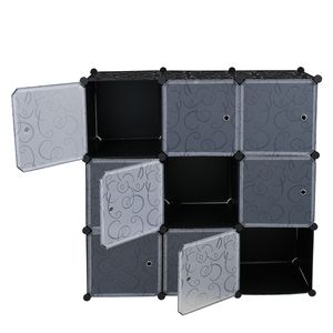 Organizzatore per Armadio a 9 Cubi Bianco e Nero, Scaffali Fai-da-Te con Ante, Contenitori Cubici per Stoccaggio di YS - Product Image 6