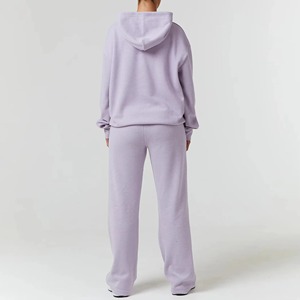 Ensembles de survêtements d'hiver pour femmes, couleur unie, effet délavé, 100 % coton, haute qualité, légers, séchage rapide, respirants, personnalisables, pour la gym et le fitness - Product Image 2