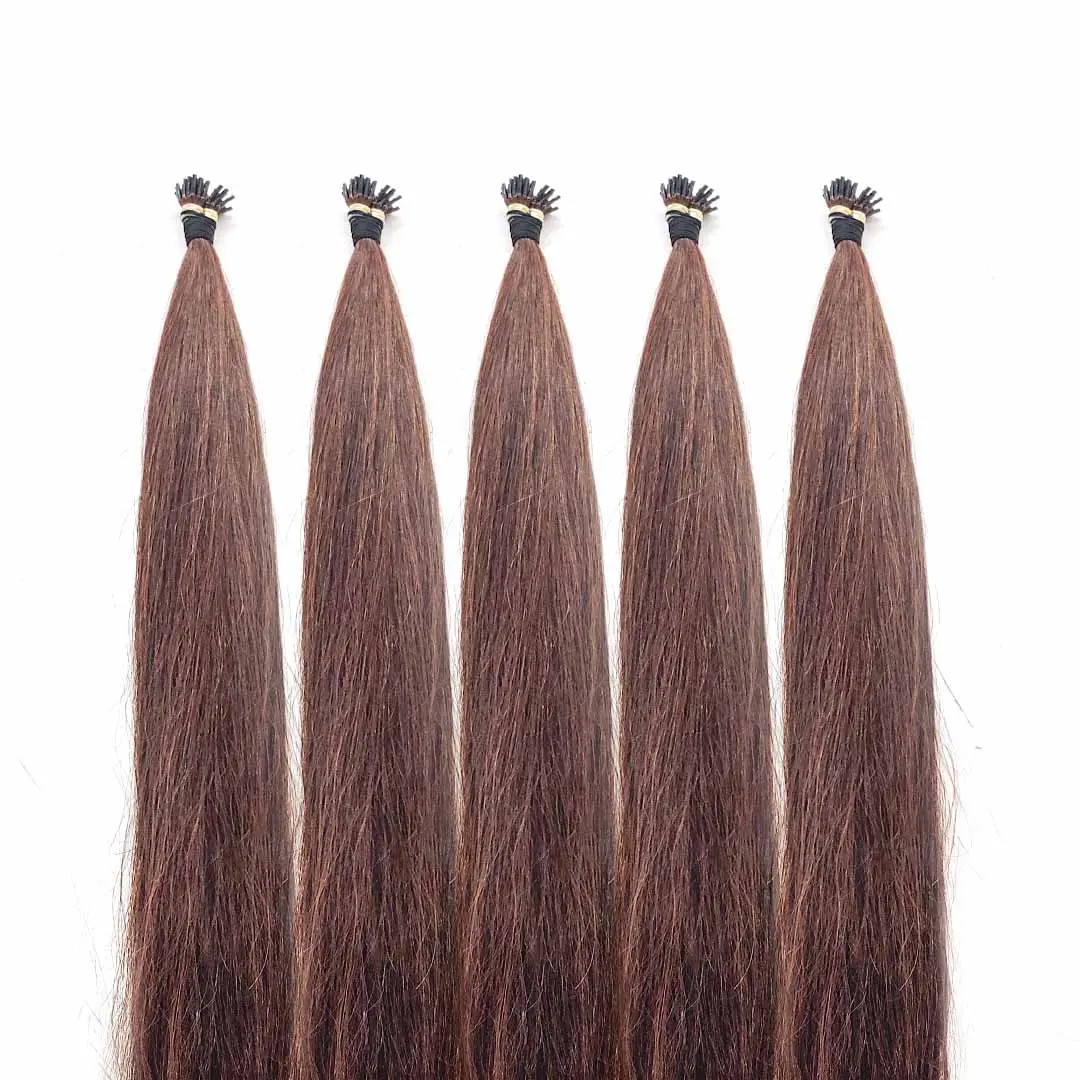 Natural Brown Straight und Wavy I Tips Echthaar Micro Ring Hellbraunes und dunkelbraunes Haar U Tips und V Tips