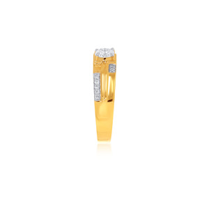 Timeless Zest <b>Men</b> Solitaire <b>Ring</b> The Golden Dominion of Sparkling Grandeur An 18K Yellow Gold Band Crowned with a Brilliant Cut - Product Image 4