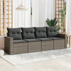 Dark <b>Grey</b> Rattan Garden Sofa Set 4 Seater Outdoor Furniture Contemporary Design Wicker <b>Frame</b> - Product Image 3