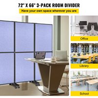 Acoustic Office Partition Panel 72" X 66" 3 Pack Steel Blue Room Divider Wall Model D0100HPU3GY for Office