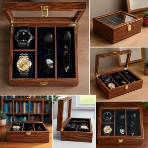 Boîte à montres en bois de la collection Milled Modern Tmm-Prestige (marron, capacité de 4 montres suspendues) - Product Image 4