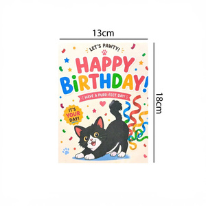 Tarjeta de Felicitación 3D Pop-Up de Gato con Diseño de Feliz Cumpleaños, Hecha a Mano con Papel, Impresión Offset, Diseño Personalizado, Corte Láser, Animal - Product Image 6
