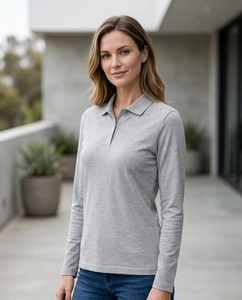 Polo de Manga Larga para Mujer, Color Sólido, Personalizable, Tejido Transpirable, Ropa Casual - Product Image 6
