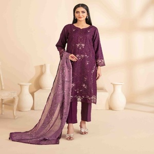 ZALIKA Maxi robe brodée Viscose trois pièces Punjabi costumes pour femmes robes lourdes de fête Eid - Product Image 6