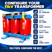 Transformateur sec 11 kV avec capacité de 30-2500 kVA, triphasé 400 V, pour distribution d'énergie, transformateur de service de station de surtension à économie d'énergie