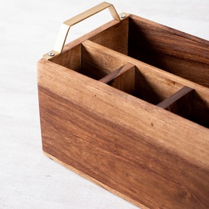 Best-Selling 10 Inch Acacia Wooden <b>Table</b> <b>Caddy</b> with Handle From India Features Tissue and Cutlery Holders for Beverages - Product Image 3