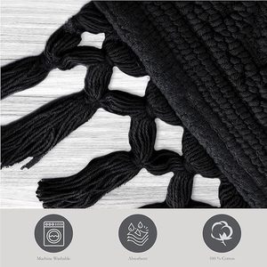 Tapis de bain en coton jacquard fabriqué à la machine avec motif ondulé antidérapant, tapis de bain de luxe - Product Image 5