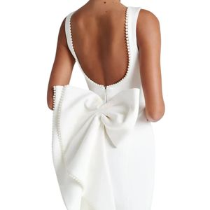 Vestido Largo Blanco sin Mangas, Elegante, con Detalle en la Espalda, para Invitadas de Boda, Formal, de Poliéster y Spandex, para Eventos Nocturnos - Product Image 3