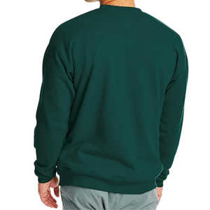 เสื้อสเวตเชิ้ตคอกลมสีเขียวเข้มสำหรับผู้ชาย ทรงปกติ แขนยาว สวมใส่สบายๆ สำหรับฤดูใบไม้ร่วง ผลิตจากผ้าฝ้ายถัก 100% สีพื้น - Product Image 2