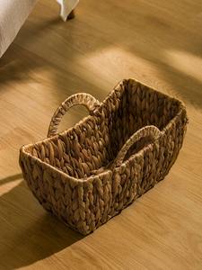 ตะกร้าผักตบชวาพร้อมหูหิ้วแข็งแรง ตะกร้าเก็บของทำมือ ขายส่ง เป็นมิตรกับสิ่งแวดล้อม ผลิตในเวียดนาม - Product Image 5