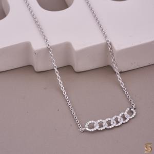 Collar con barra de diamantes cultivados en laboratorio en plata de ley 925 – Delicado colgante minimalista con cadena de eslabones para mujer |   Hermanos Satani - Product Image 5