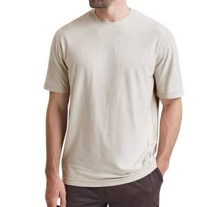 Camiseta Personalizada para Hombre, Cuello Redondo, Manga Corta, Algodón Beige Claro, Casual, Suave, Transpirable, Ligera, para Uso Diario en Verano - Product Image 3