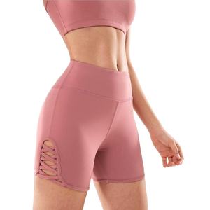 Logo personnalisé deux pièces taille haute femmes Fitness sport soutien-gorge ensembles shorts légers vêtements de yoga Spandex Nylon grande taille deux tailles - Product Image 5