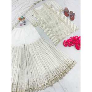 Ensemble haut, palazzo et dupatta pour femmes, pour les occasions élégantes - Product Image 5