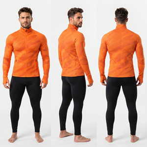 Veste de sport pour hommes en gros, haut de compression imprimé pour le yoga avec fermeture éclair, vêtements de sport respirants pour hommes, vestes à col montant - Product Image 5