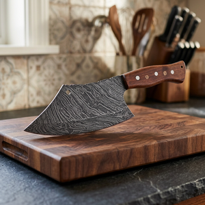 Couteau à découper artisanal en acier inoxydable avec manche en bois et étui en cuir, couteau de boucher personnalisé pour hacher la viande, couteau de chef de cuisine OEM ODM - Product Image 6