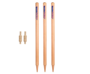 Paquete de 3 wickets de críquet con 2 bails - Wickets de críquet portátiles de color natural de madera por NAQQASH SPORTS - Product Image 1