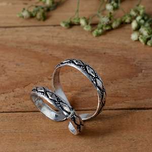 SHYAM JEWELRS Luxury <b>Adjustable</b> 925 <b>Silver</b> Flower Patterned Splint <b>Ring</b> for Hypermobility & Knuckle Support Unisex Everyday Wear - Product Image 1