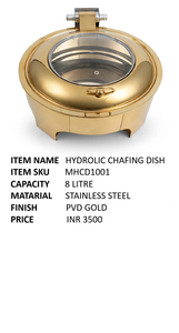 Plat à réchaud doré en acier inoxydable, ensemble de 4 pièces, chauffe-plats, support de buffet, pour traiteur, mariage, hôtel, banquet, 8L, lavage à la main uniquement - Product Image 1