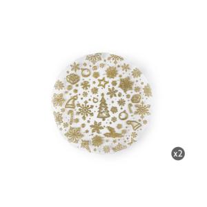 Assiettes à pizza Excelsa Panettone en verre doré 33xH2.5x33 cm, lot de 2 - Product Image 2