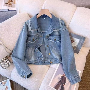 2026 Women's Retro Washed <b>Denim</b> Jacket Loose Cropped Top Large Pocket Casual Eco-Friendly Winter Autumn <b>Coat</b> Wholesale - Product Image 3