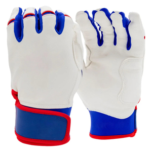 Pro USA Style Tricolor Baseball Batting Gloves | Premium Leather Max Grip Secure Wrist Wrap Custom Team Batting Gloves - Product Image 1
