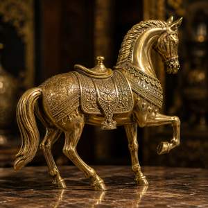 Figura de Caballo de Plata de Ley con Detalles en Oro, Arte Tradicional de Latón para Decoración del Hogar, Sala de Estar, Decoración de Mesa Interior - Product Image 2
